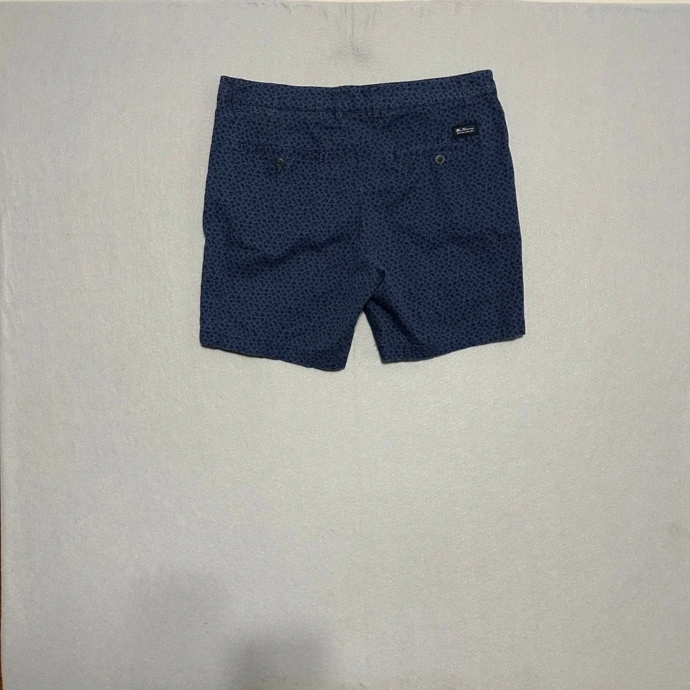 Ben Sherman‎ Mens 36W Navy Blue Floral Print Regular Fit Chino Shorts Stretch